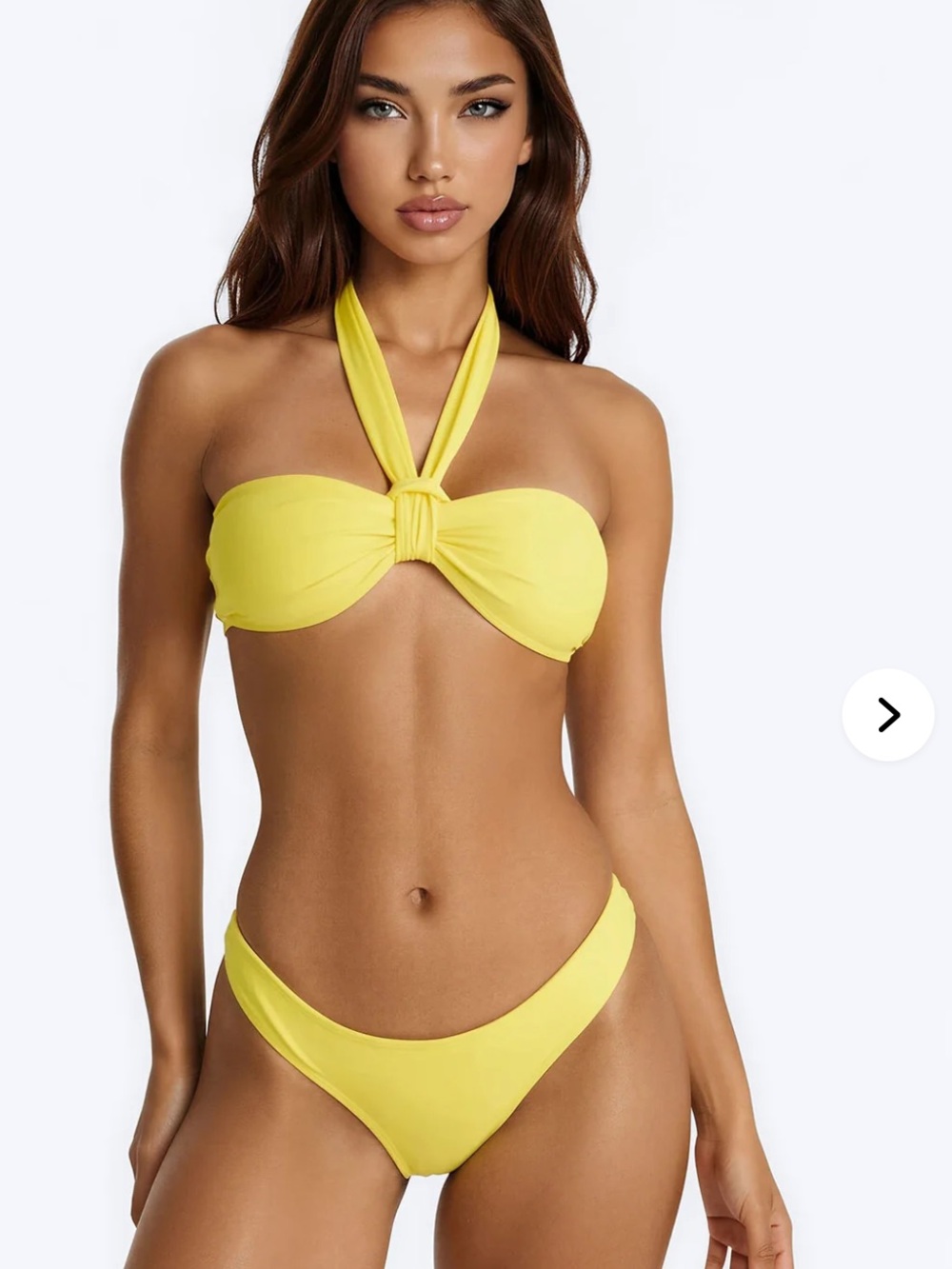 Yellow Halter Bandeau Bikini Set - Women Swim